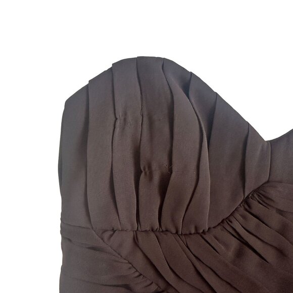 ABS Allen Schwartz Brown Chiffon Strapless Gown Floor Length Dress Size 4 NWT - Picture 13 of 13